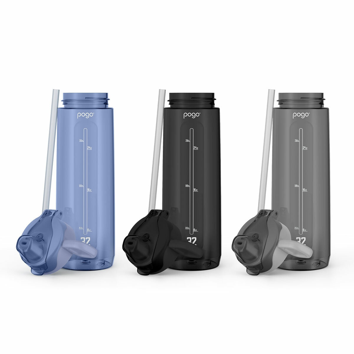 Pogo Tritan Water Bottles 909ml, 3 Pack in 2 Colour Sets