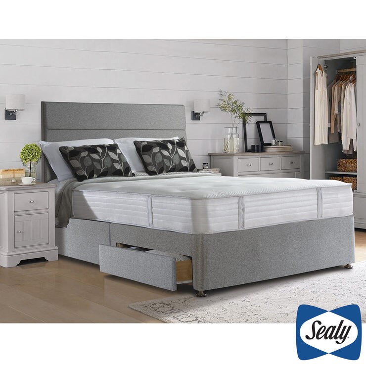 Sealy 1000 Deluxe Pocket Memory Mattress and Divan in Pebble in 4 Sizes