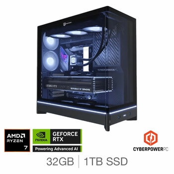 CyberPower, AMD Ryzen 7, 32GB RAM, 1TB SSD, NVIDIA GeForce RTX 5070, Gaming Desktop PC
