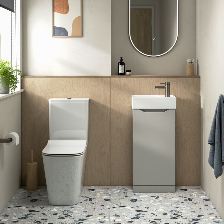 Tavistock Coda Cloakroom Floor Mount With Basin in Grey at costco.co.uk