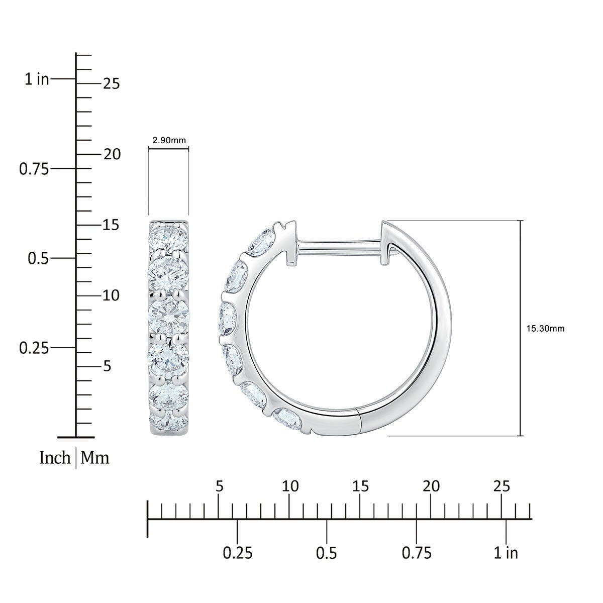 1.00ctw Round Brilliant Cut Diamond Hoop Earrings, 14ct White Gold 1.00ctw Round Brilliant Cut Diamond Hoop Earrings, 14ct White Gold