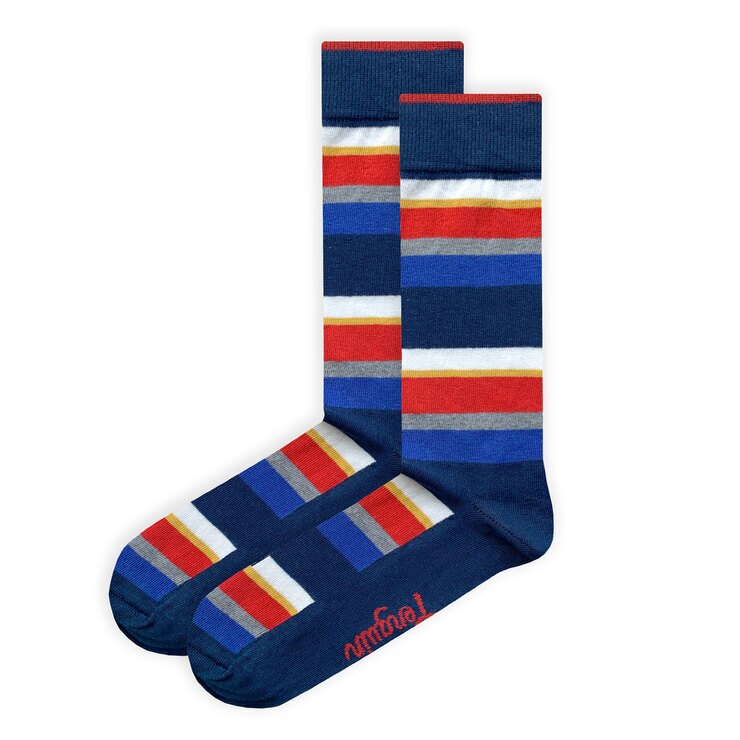 Original Penguin Men's Striped Socks, 6 Pack in Grey, Navy and Red Original Penguin Men's Striped Socks, 6 Pack in Grey, Navy and Red