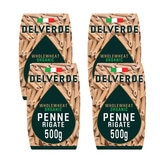 Delverde Wholewheat Organic Penne, 4 x 500g