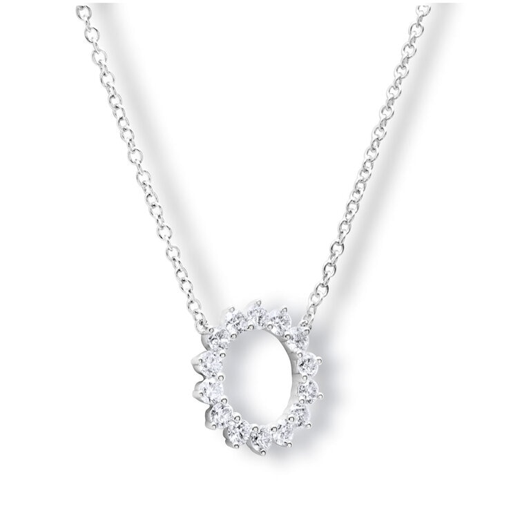 0.49ctw Round Brilliant Cut Diamond Circle Pendant, 18ct White Gold