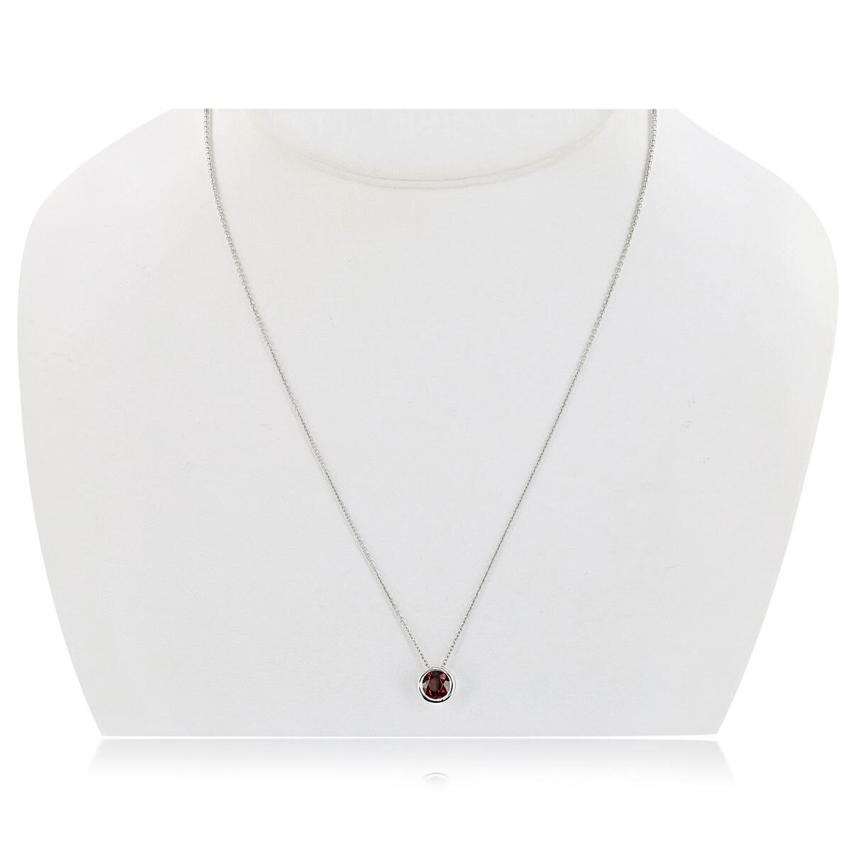 Garnet Birthstone Pendant, 14ct White Gold