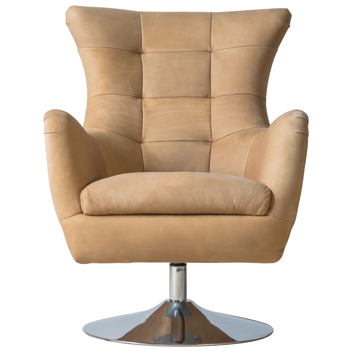 Gallery Newport Top Grain Leather Swivel Chair, Saddle Tan Costco UK