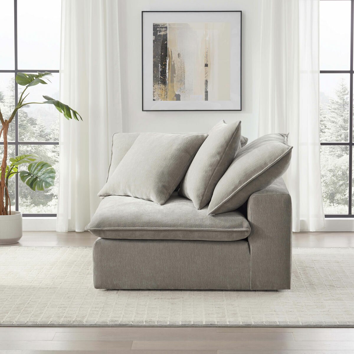 Aiden & Ivy Sereen Beige Fabric Corner Chair