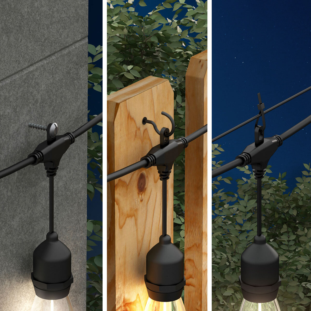 Artika Blaze 40ft - 20 Bulb Outdoor Solar String Lights in Matte Black