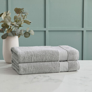 Grandeur 100% Cotton Light Grey Bath Sheets, 2 Pack