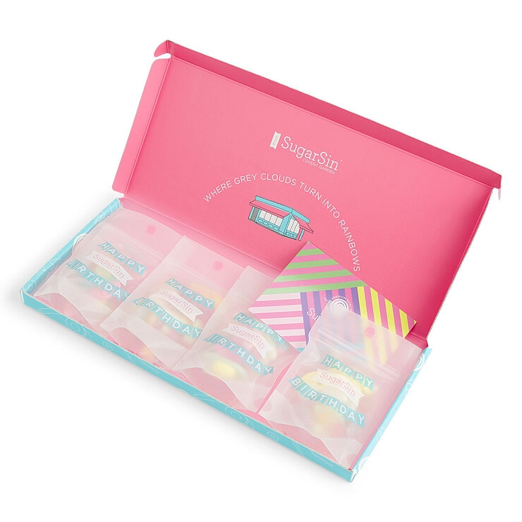 SugarSin 'Happy Birthday' Pick 'n' Mix Pouches Letterbox Gift In Blue SugarSin 'Happy Birthday' Pick 'n' Mix Pouches Letterbox Gift In Blue