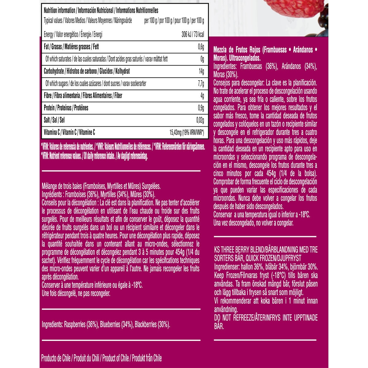 Kirkland Signature Three Berry Blend, 1.81kg