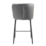 Bentley Designs Grey Faux Leather Diamond Stitch Bar Stool, 2 Pack