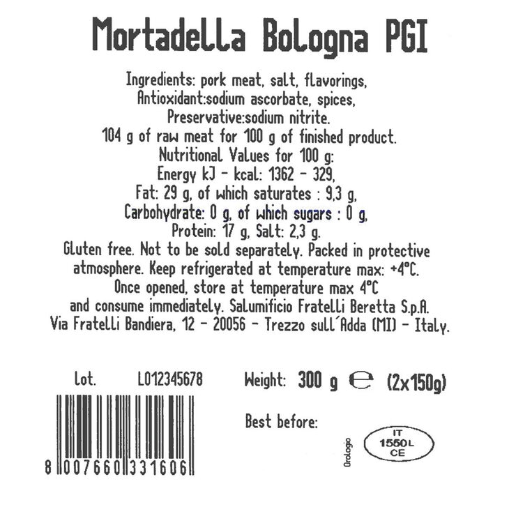 Beretta Mortadella Bologna IGP, 2 x 150g