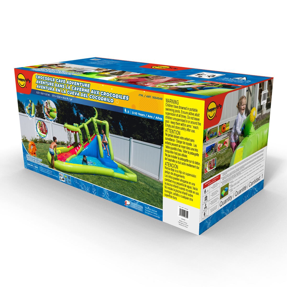 Happy Hop Crocodile Cave Adventure Inflatable Waterslide (3+ Years)