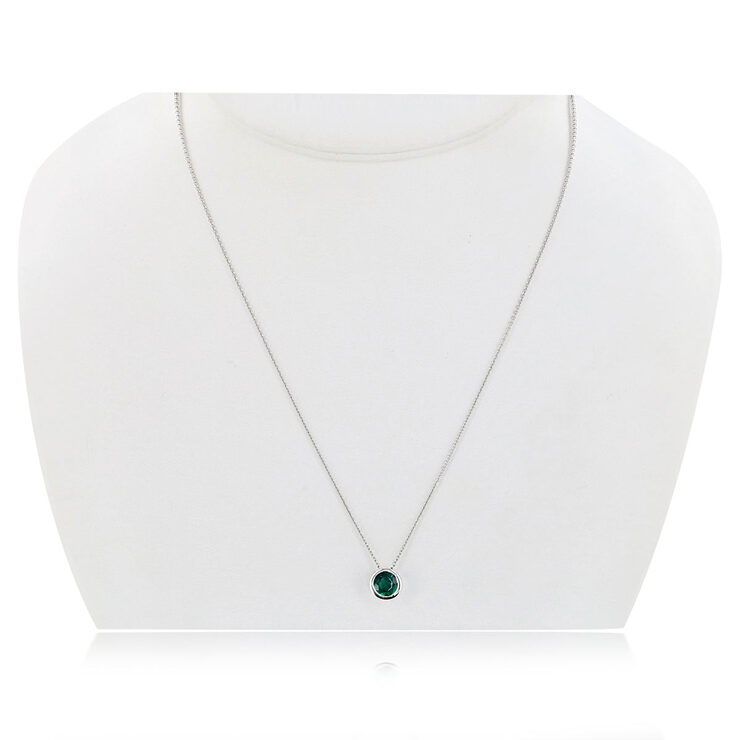 Round Cut Lab Emerald Pendant, 14ct White Gold Costco UK