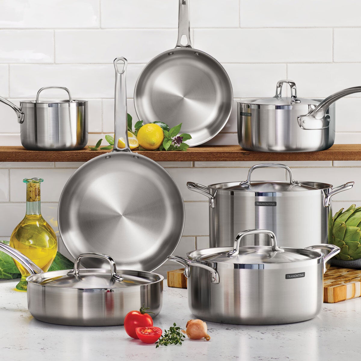 Calphalon Premier 12-Piece Stainless Steel Cookware Set – Pots, Pans, Lids – Induction Compatible – Dishwasher Safe – New