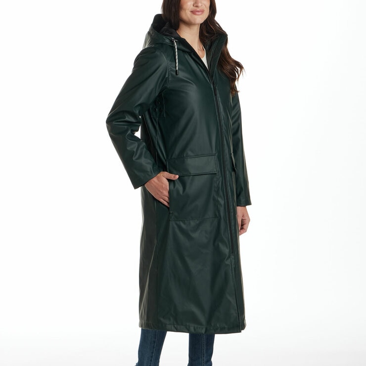 Weatherproof Ladies Long Slicker Jacket in Green, Large