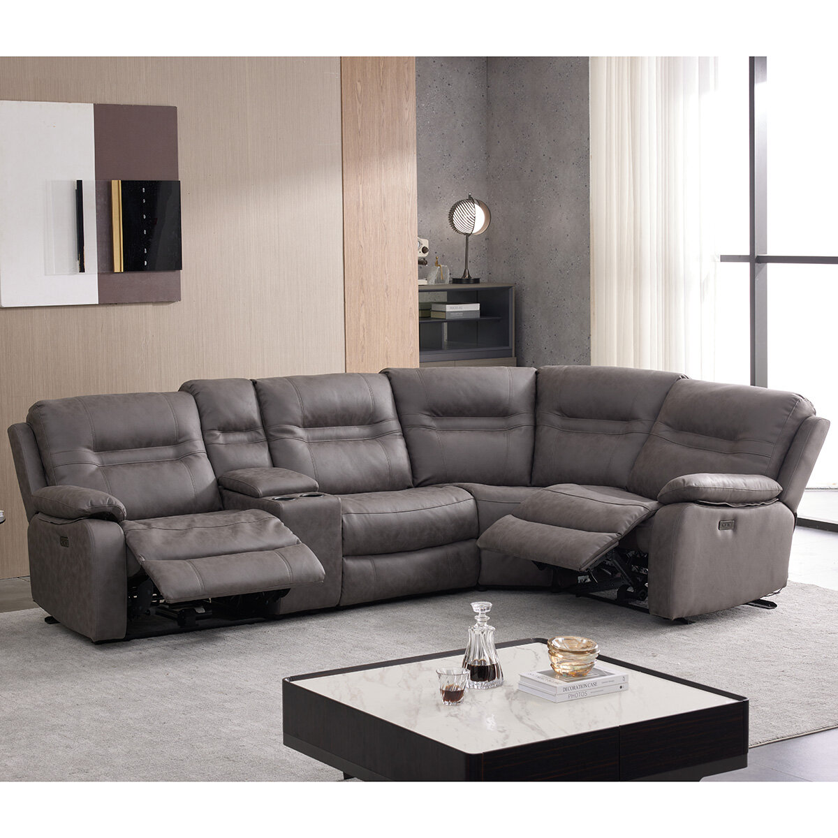 Jackson Grey Fabric Power Reclining Corner Sofa
