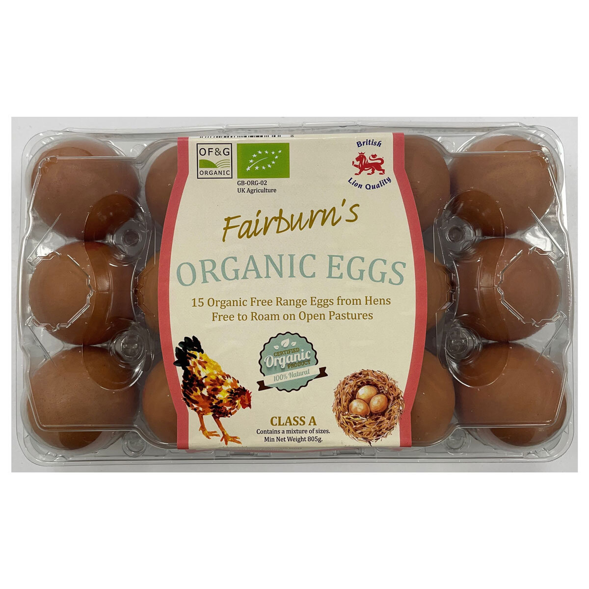 Fairburns Organic Eggs, 15 Pack