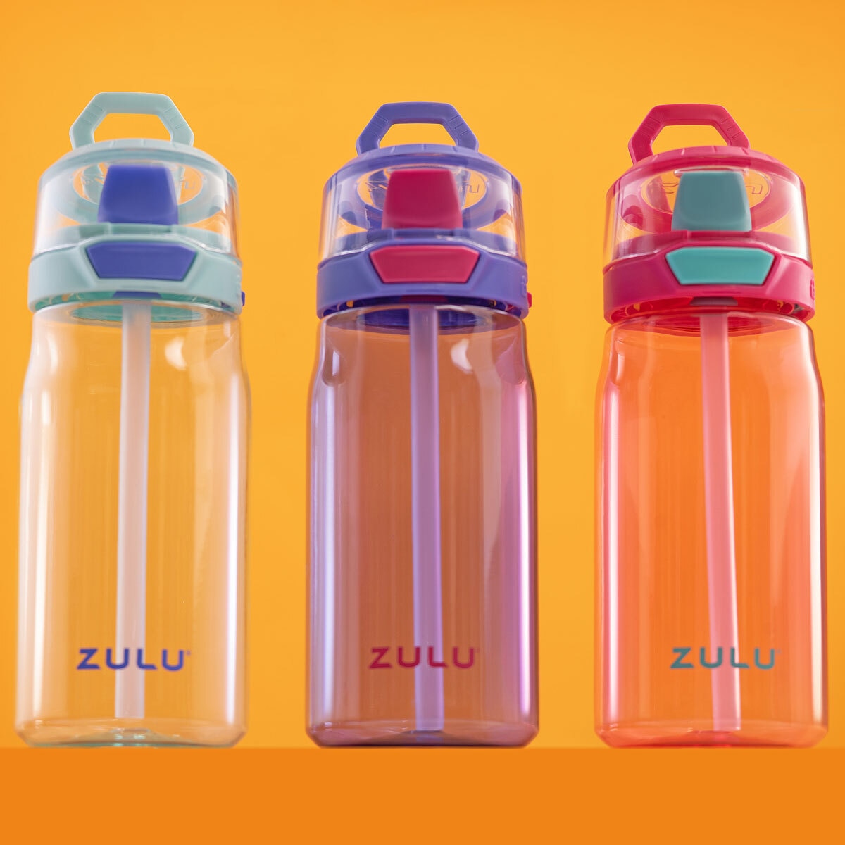 Zulu Flex Water Bottle, 3 Pack in Pink/Purple/Mint