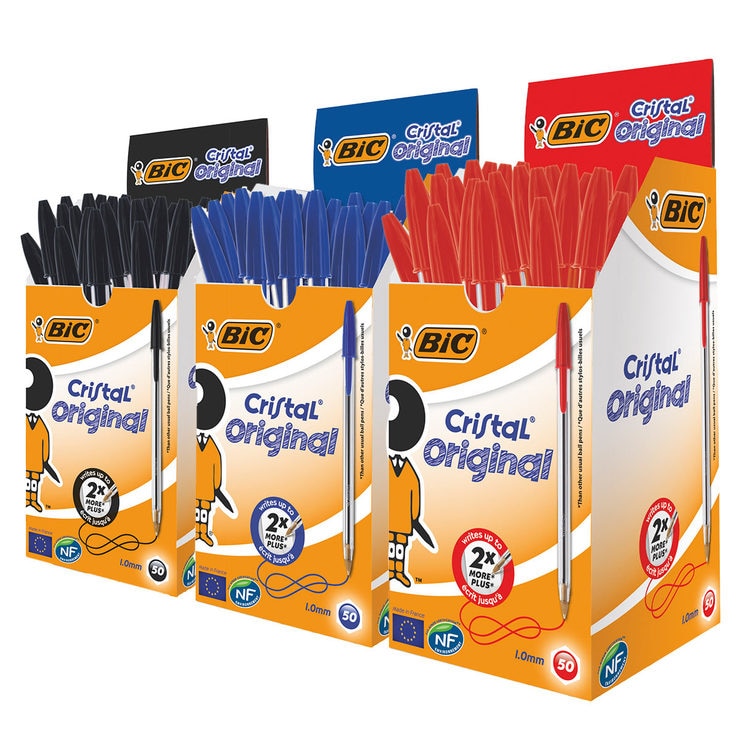 Bic Cristal Medium Ballpoint Pen in 3 Colours Pack of 100 Costco UK