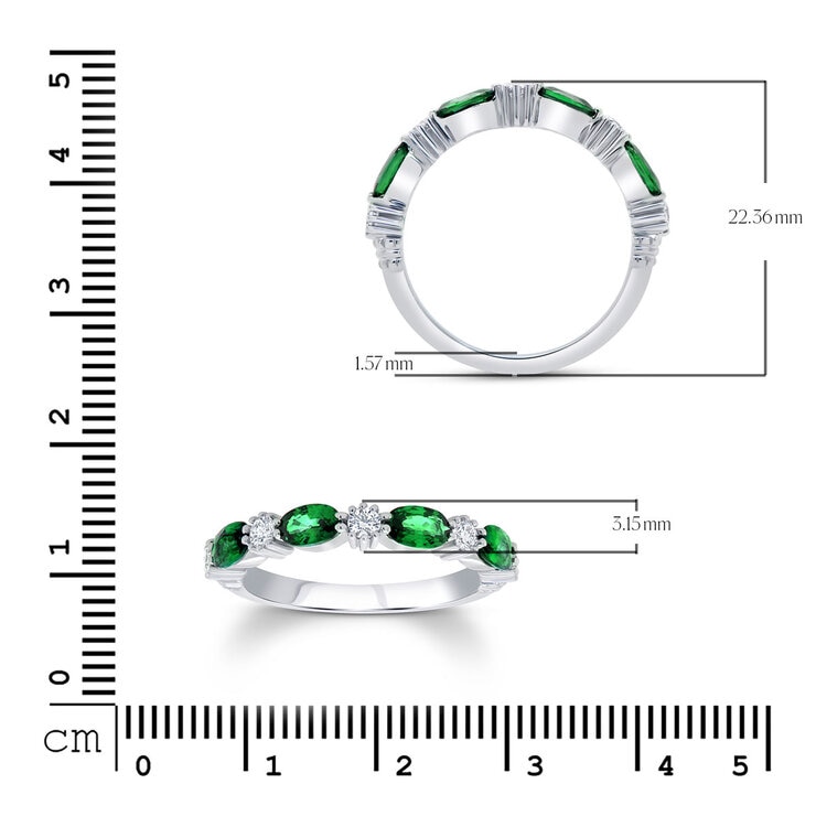 Lab Emerald & 0.25ctw Diamond Ring, 18ct White Gold