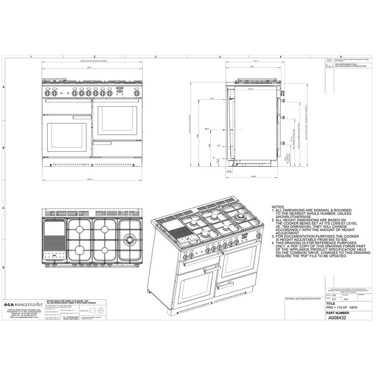 Rangemaster Professional 110cm Dual Fuel Range Cooker A Rating in 3 Colours Costco UK
