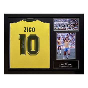Zico Signed Framed Brazil Football Shirt
