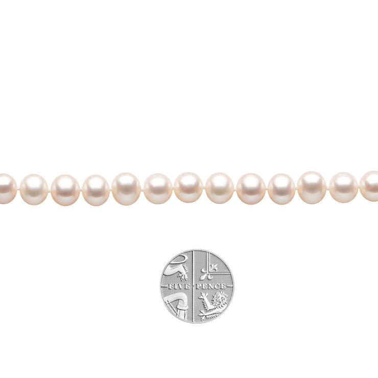 7-7.5mm Cultured Freshwater White Pearl Necklace, 18ct Yellow Gold 7-7.5mm Cultured Freshwater White Pearl Necklace, 18ct Yellow Gold