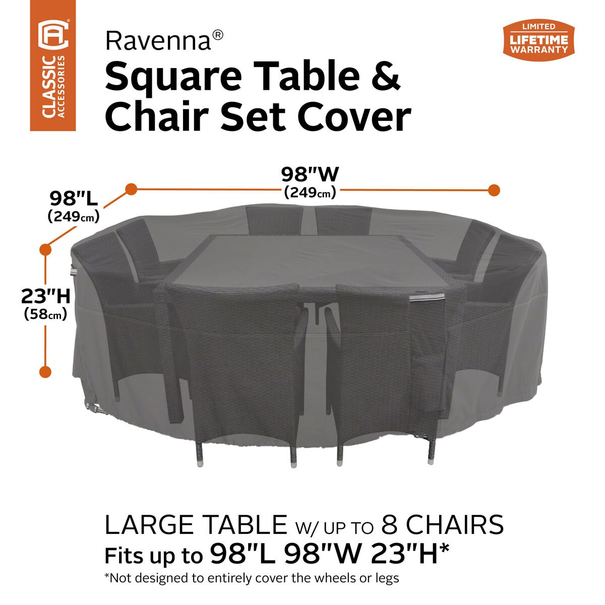 Classic Accessories Ravenna Large Square Table and Chairs Cover