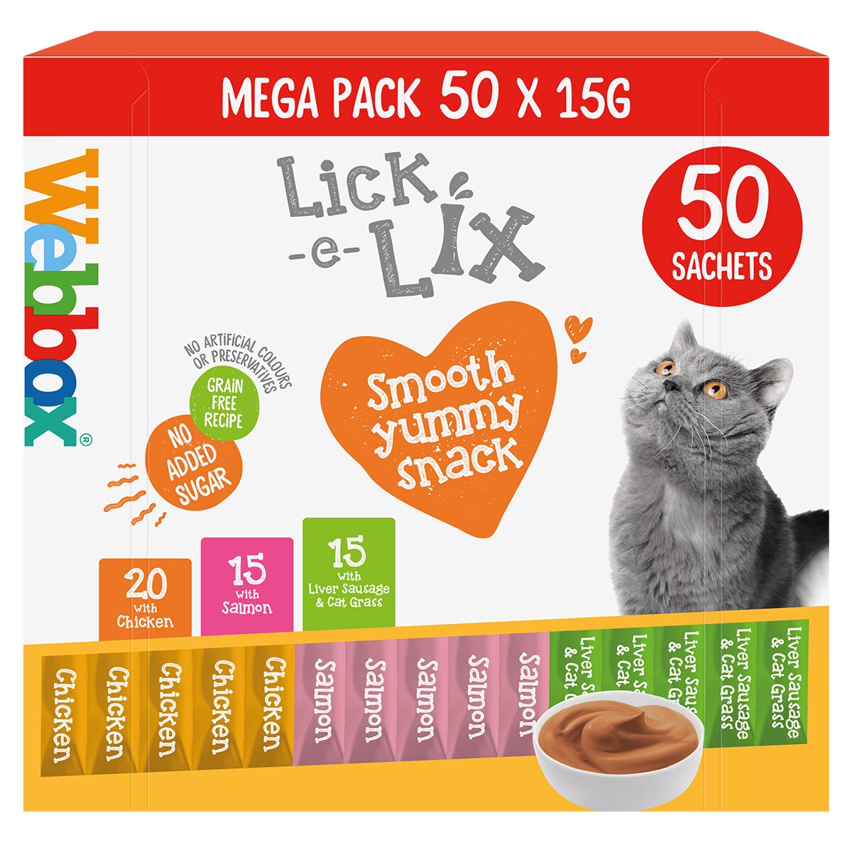 Webbox Lick e Lix Cat Treat Mega Pack 50 x 15g Costco UK