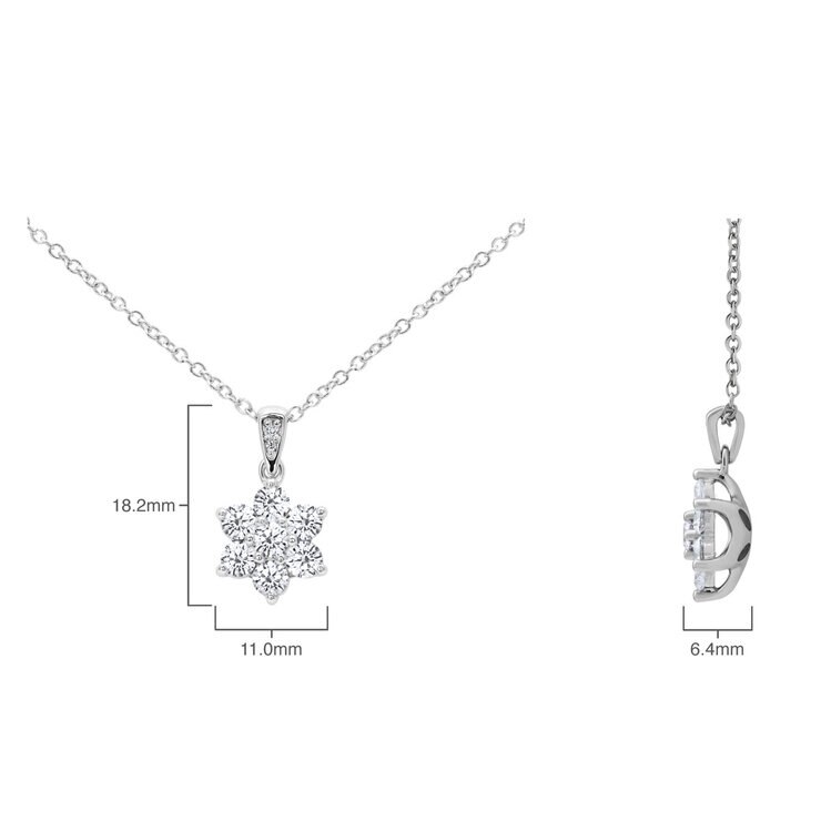 1.00ctw Round Brilliant Cut Diamond Daisy Pendant, 18ct White Gold