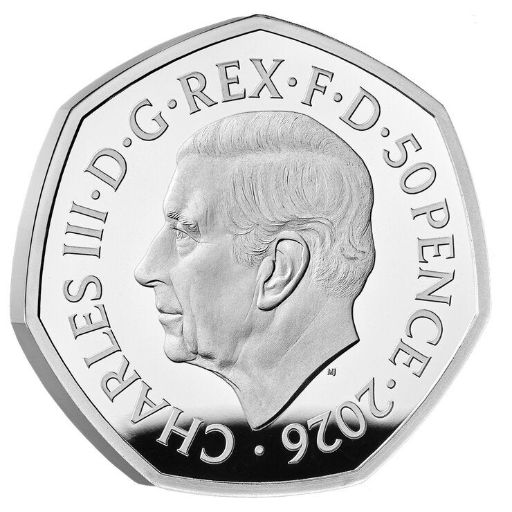 50 Years of Aardman 2026 UK 50p Silver Proof Colour Coin 50 Years of Aardman 2026 UK 50p Silver Proof Colour Coin