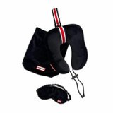 Hunter Travel Neck Pillow & Eye Mask Set, in Black