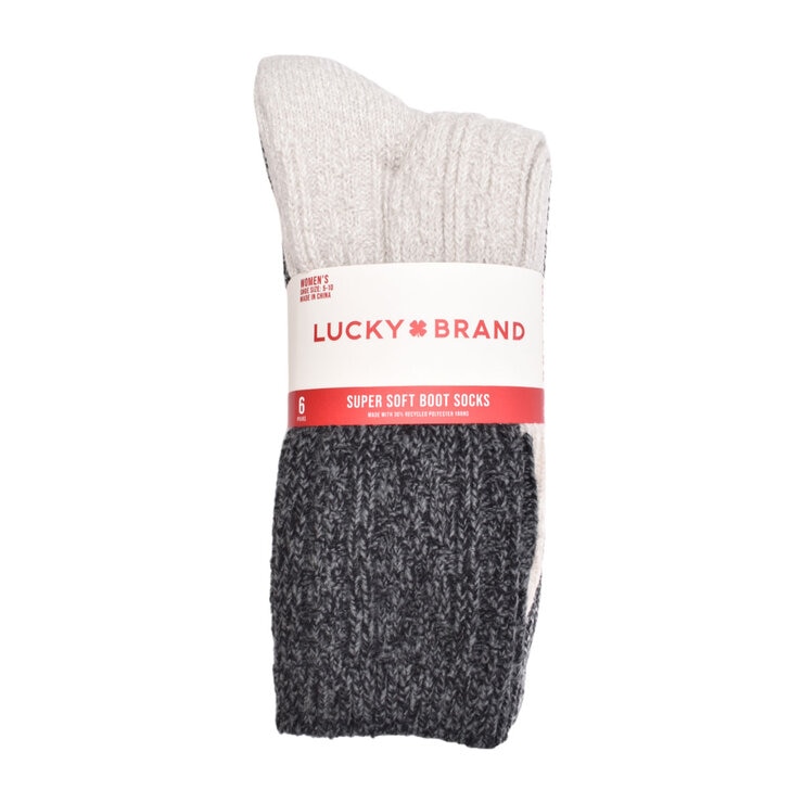 Lucky Cozy Boot Sock, 6 Pack in Grey Lucky Cozy Boot Sock, 6 Pack in Grey