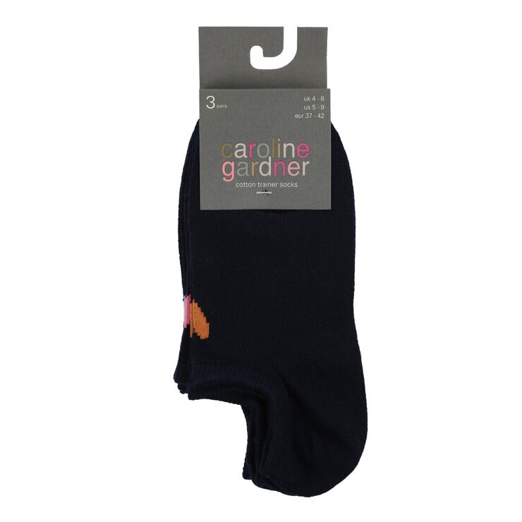 Caroline Gardner Ladies Trainer Sock 6 Pack in Navy
