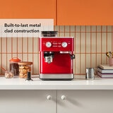 Lifestyle image of KitchenAid Semi Auto Espresso Machine & Burr Grinder showing made of metal clad construction Lifestyle image of KitchenAid Semi Auto Espresso Machine & Burr Grinder showing made of metal clad construction