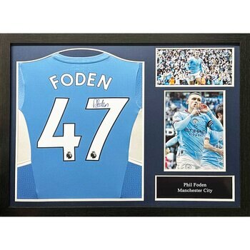 Phil Foden Signed Framed Manchester City Shirt