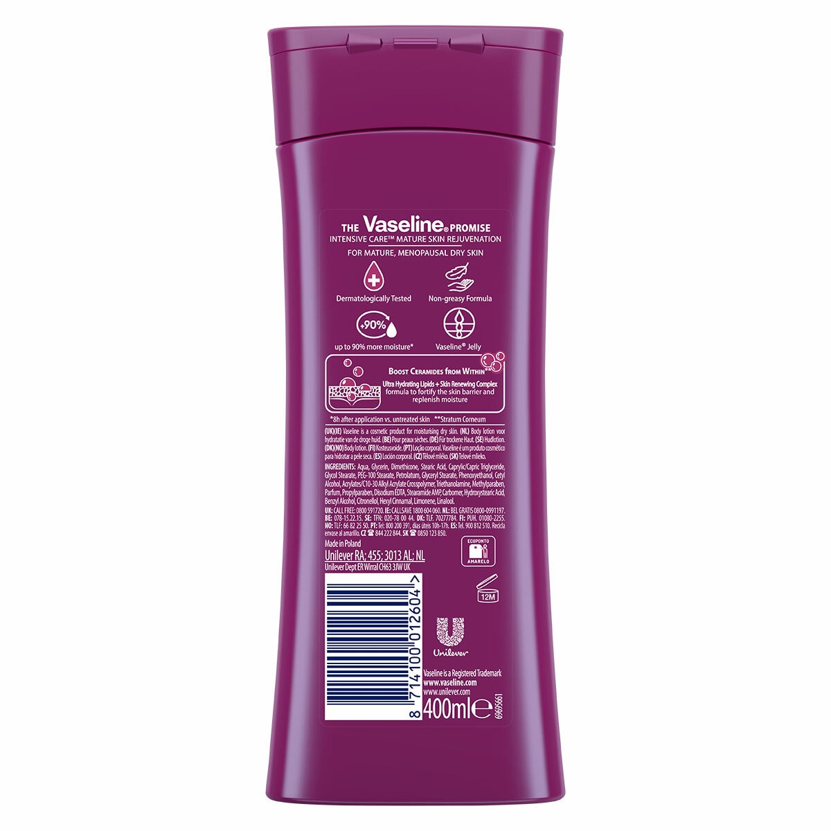 Vaseline Mature Skin Rejuvenation Lotion, 6 x 400ml