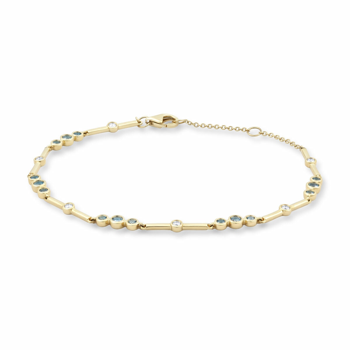 Round Cut Topaz & 0.18ctw Diamond Bracelet, 18ct Yellow Gold