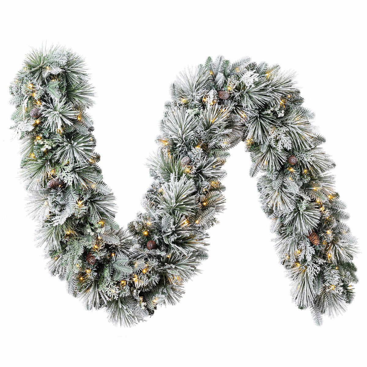 9ft Pre-Lit Flocked Garland With Twinkle LED Lights 9ft Pre-Lit Flocked Garland With Twinkle LED Lights