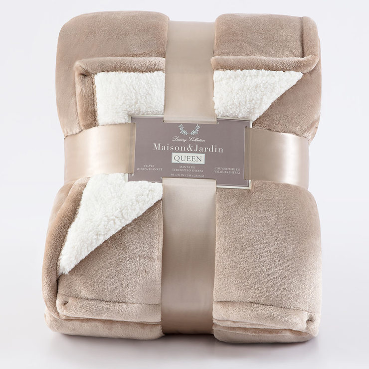 Maison & Jardin King Size Velvet Sherpa Blanket Available in 4 Colours