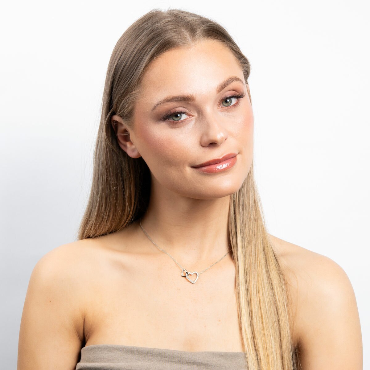 Diamonfire Linked Double Heart Necklace