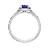 Square Emerald Cut Tanzanite & 0.16ctw Diamond Halo Ring, 14ct White Gold