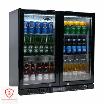 Contender RRG020 Commercial 220L Hinged Double Door Bottle Cooler, C Rated in Black