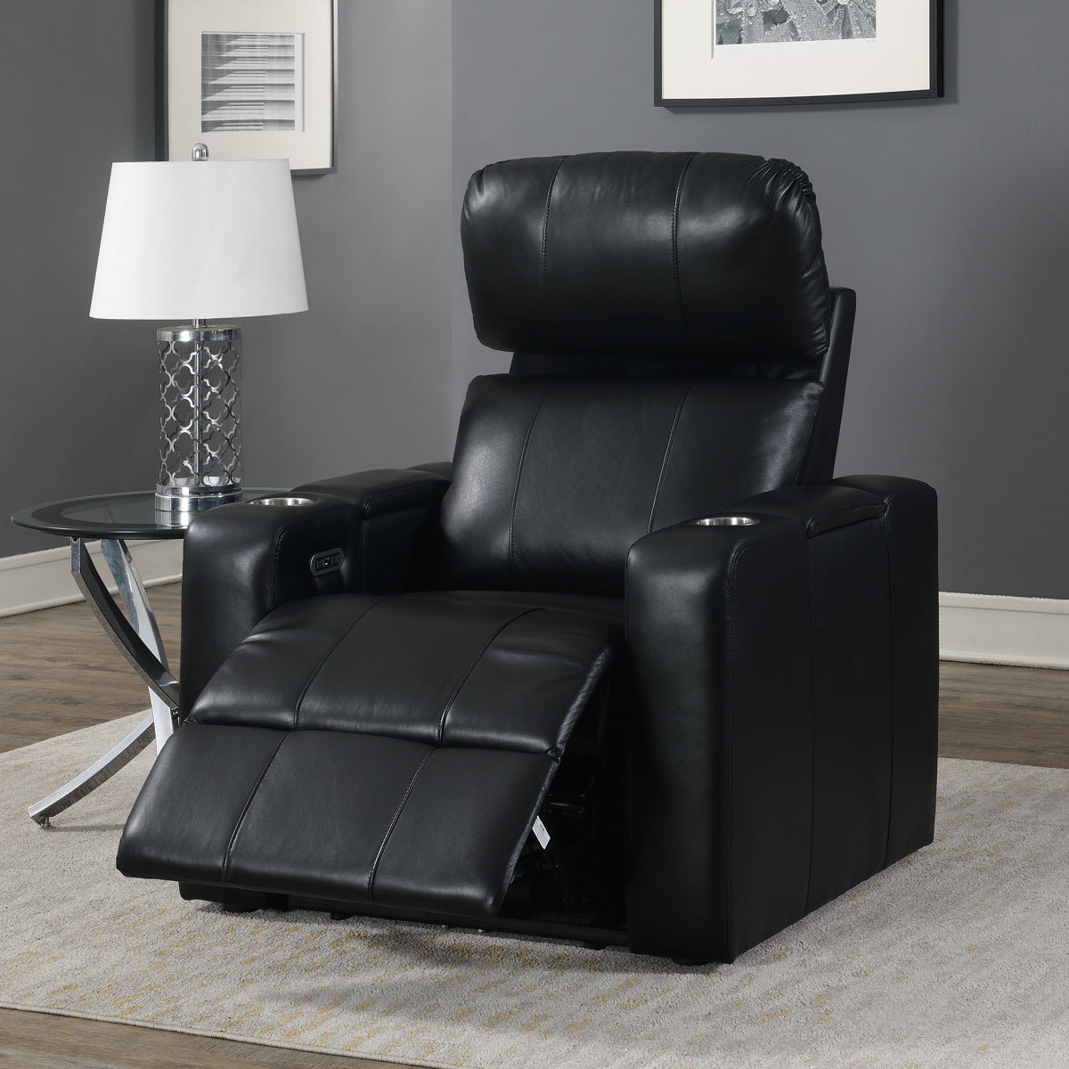 pulaski bradley leather home theatre power recliner with power headrest   costco uk