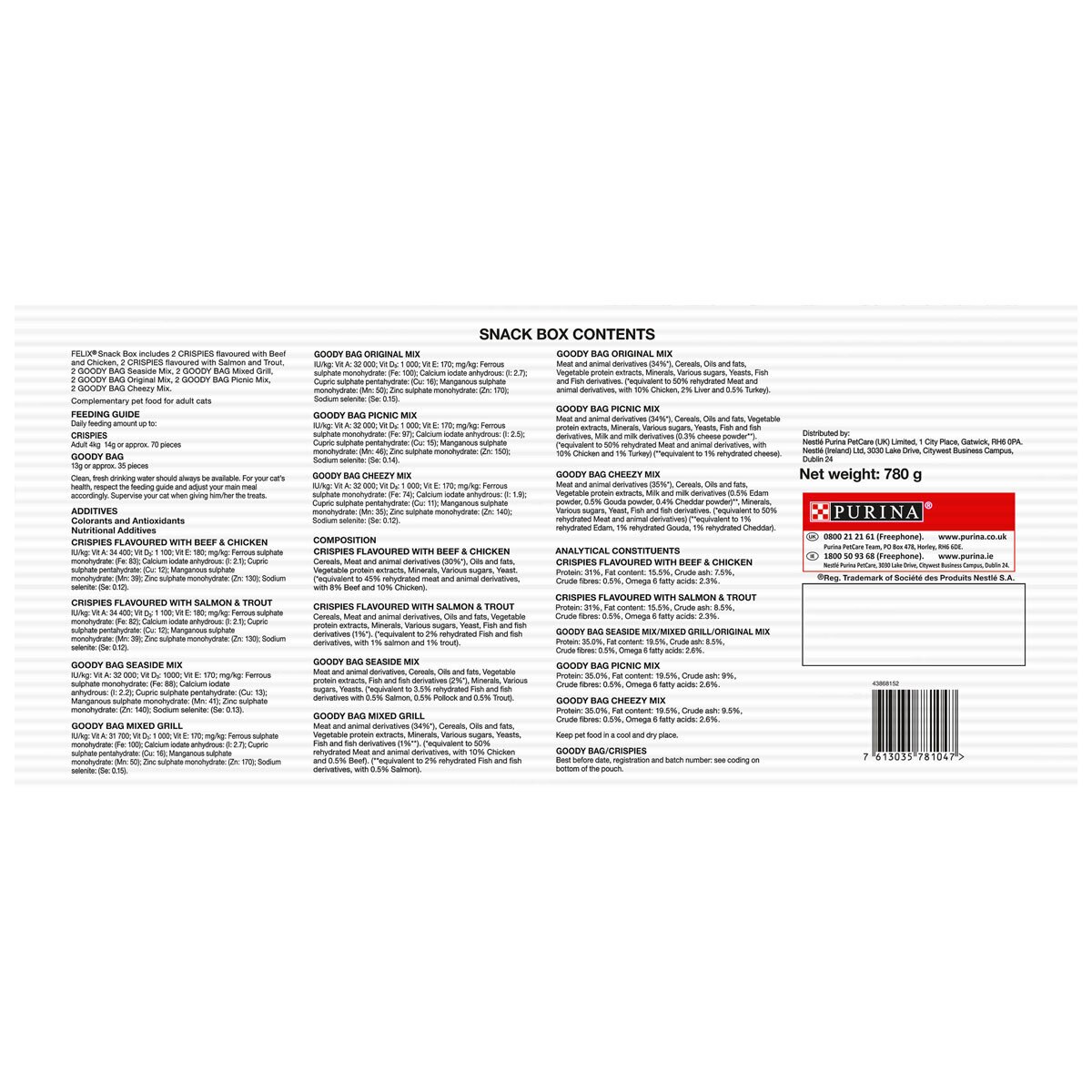 Felix Snack Box Cat Treats in 10 Variations, 765g (Pack of 14) Costco UK