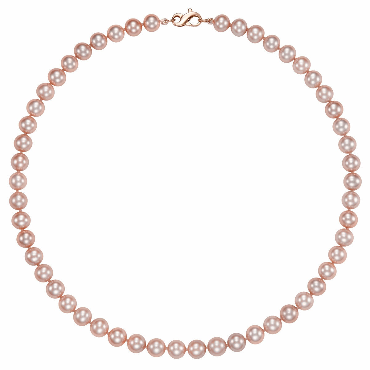 8-8.5mm Cultured Freshwater Pink Pearl Necklace, 18ct Rose Gold