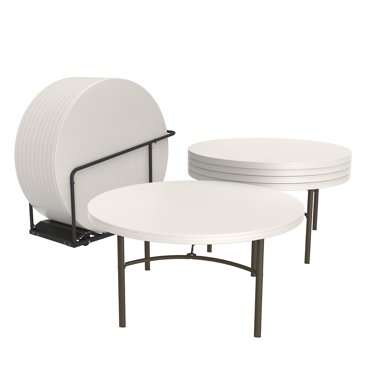 Lifetime 60" (5ft) Round Table - 15 Pack, with 1 Table Trolley
