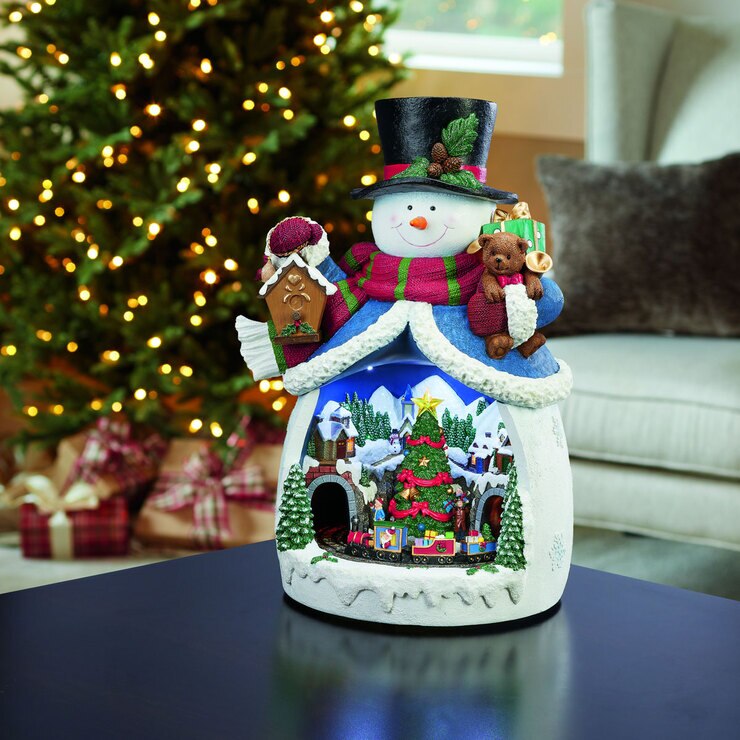 18 Inch 46 Cm Table Top Animated Snowman Village Ornament With 11 Led Lights Costco Uk Table Top Animated Snowman, Outdoor Light Up Snowman Costco